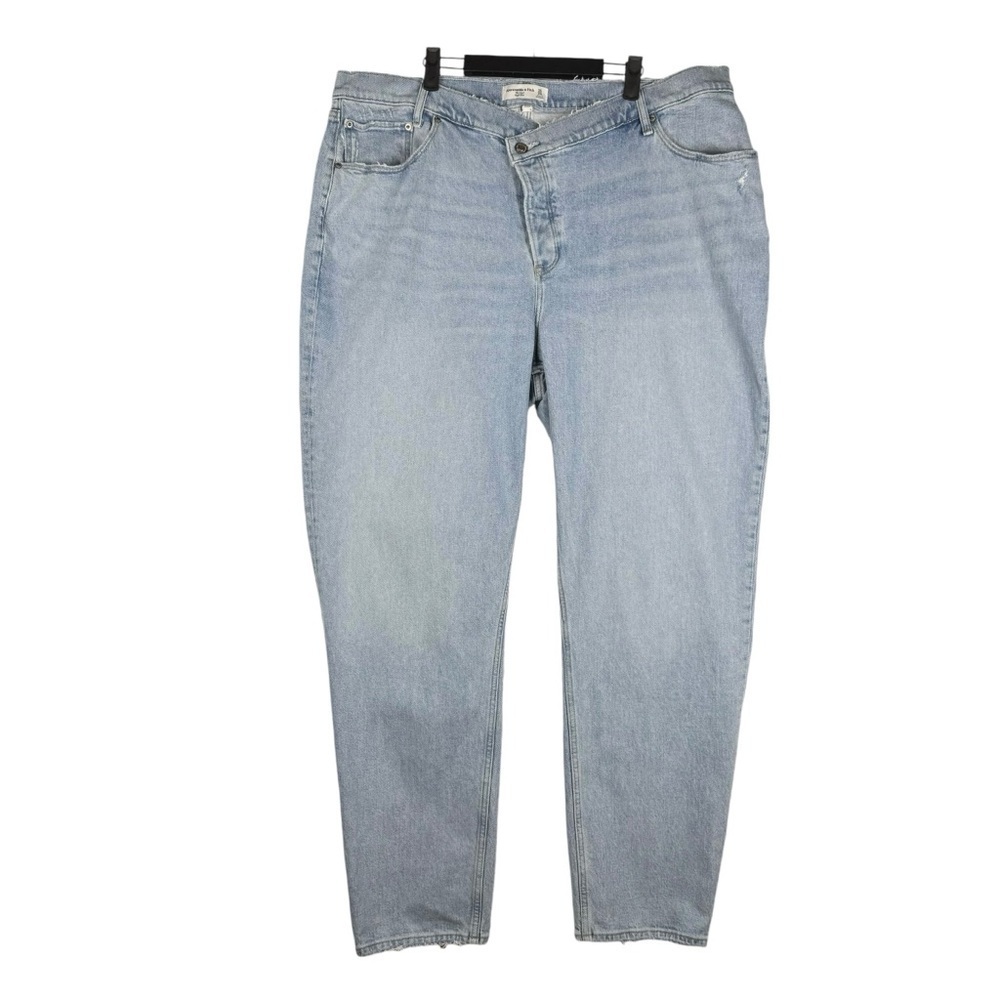 Abercrombie & Fitch Curve Love Dad High Rise Jean 35/20L Blue Criss Cross Button